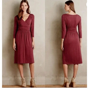 Maeve Anthropologie XS Burgundy Galena Midi Dress